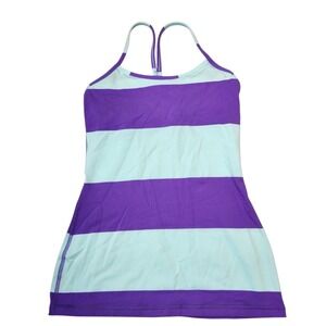 Vintage Lululemon Size 4 Athletica Purple Striped Racerback Power Y Bra Tank Top